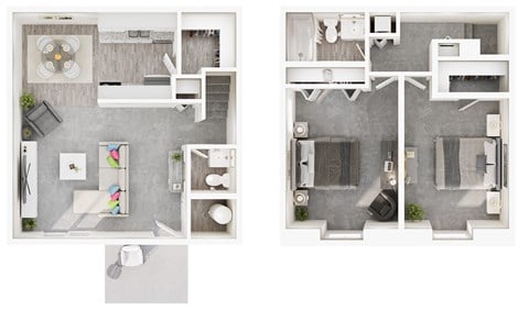 Floor plan for 2 beds, 1.5 baths, 892 sqft
